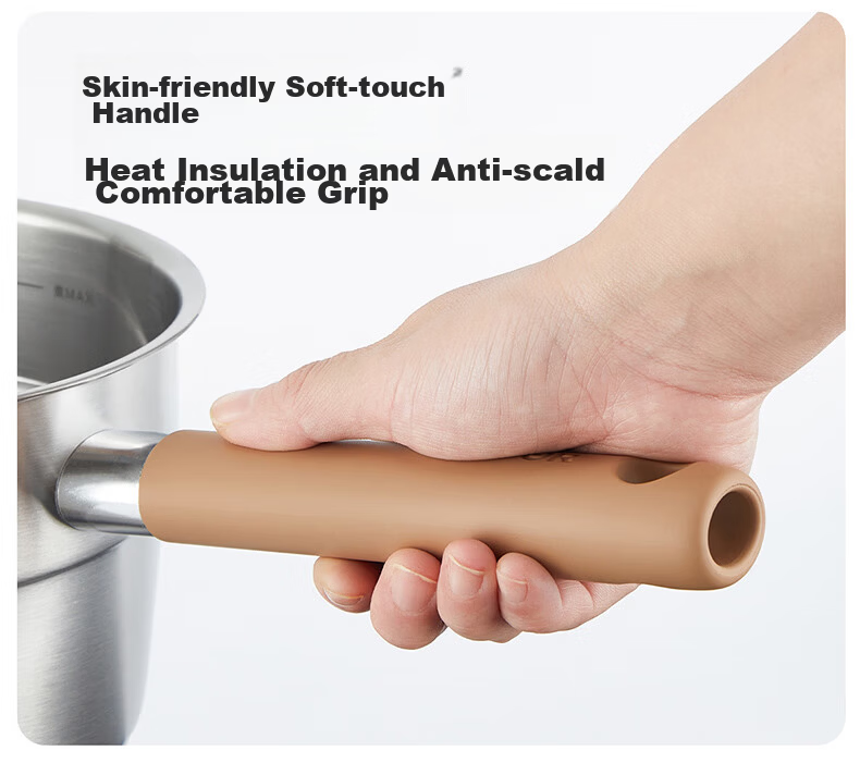 SUPOR Milk Pot, Baby 316L Stainless Steel Food Pot, for Baby Noodles, Hot Milk, Soup Pot, Compatible with Induction Cooker, 18cm 23