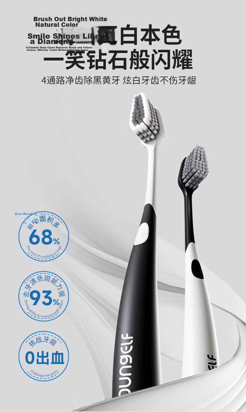 Ocean Elf Powerful Stain Removal Toothbrush High-End Yellow Stain Removal Hard Bristles Adult Wide Head Premium Men's Anti-Smoke Stain Dental Plaque Twin Pack 2