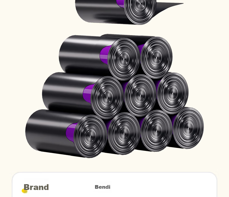 Bendi Black Drawstring Trash Bags 45x50cm 80pcs Double-Sided 2.4 Mil Thickened Tear-Resistant Household Carry Handle 17