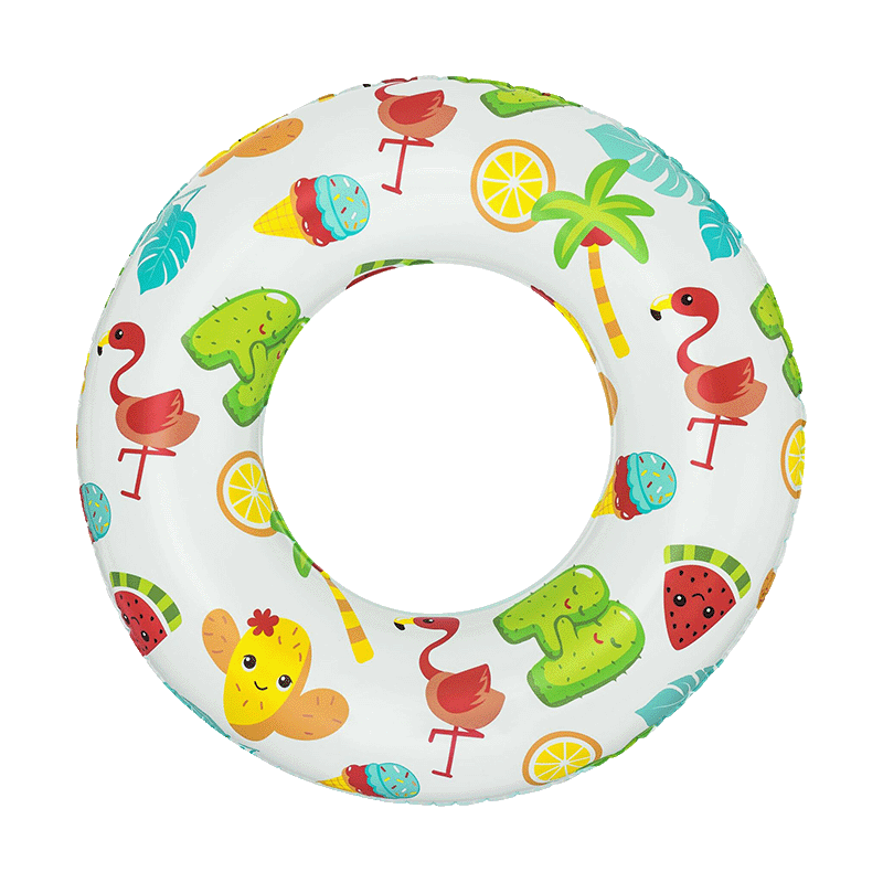 Bestway Kids Inflatable Swim Ring Thickened Float Lifebuoy Anti-Tip Baby Swimming Ring Flamingo Design