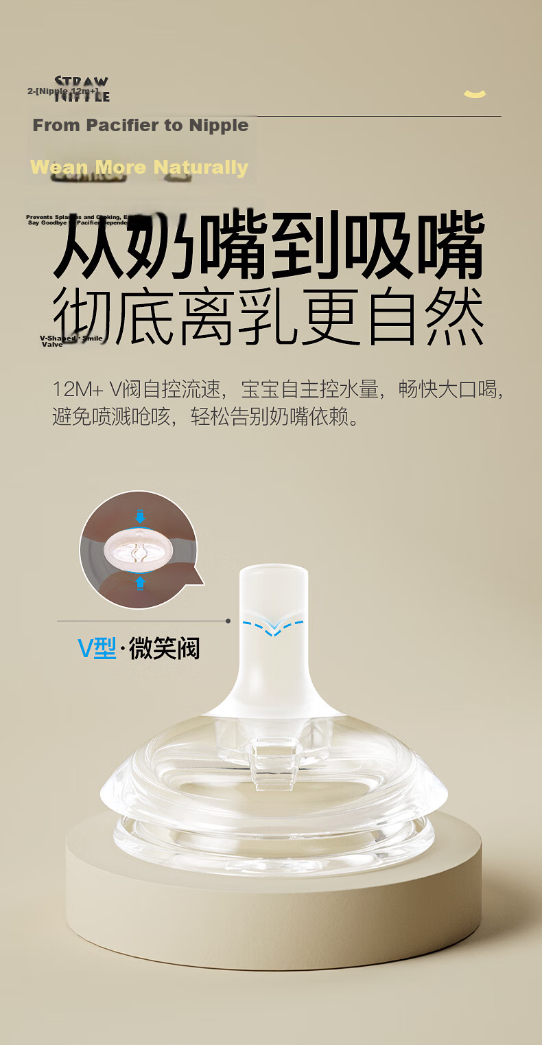 Xiaoyaxiang Weaning Straw Baby Bottle Nipple Imitation Breast Milk Nipple Wide Mouth Bottle Accessory 6+ Months 2