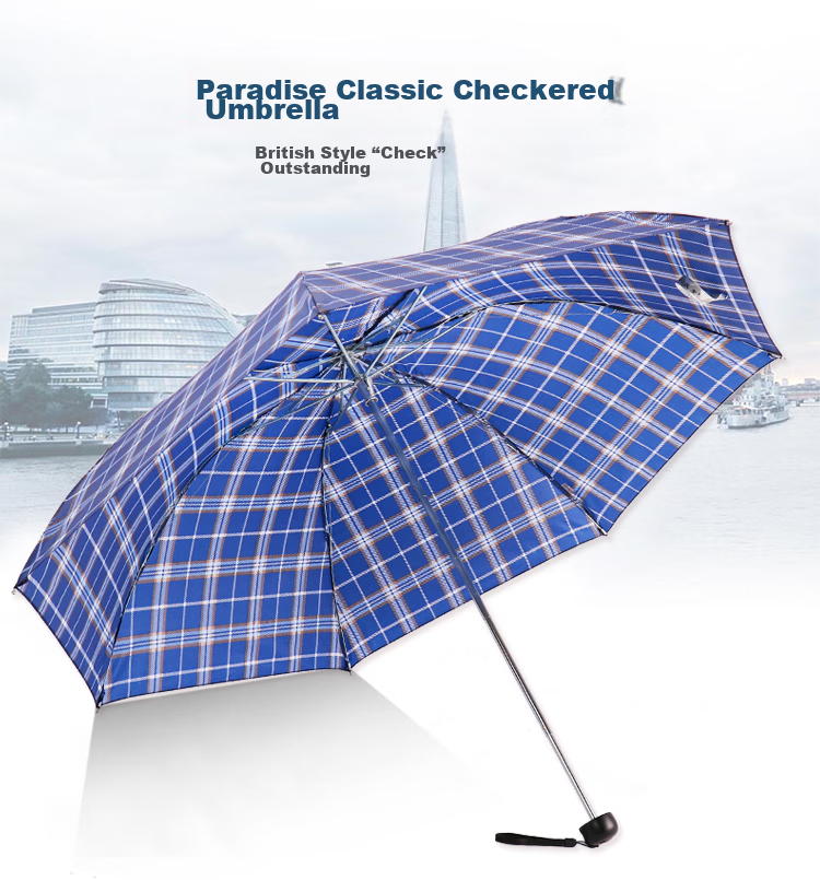 Paradise Umbrella UV Protection Three-Fold Portable Folding Sun and Rain Umbrella Dual-Use Party Dark Blue 2