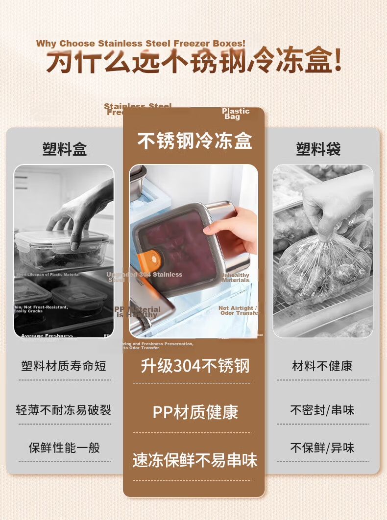 Jiabangshu Stainless Steel Food Storage Container 1300ML Vacuum Sealed Microwave Safe Lunch Box 1