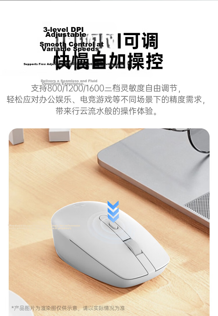 HP White Wireless Mouse Silent Anti-Slip Portable Universal for Laptop Desktop 7
