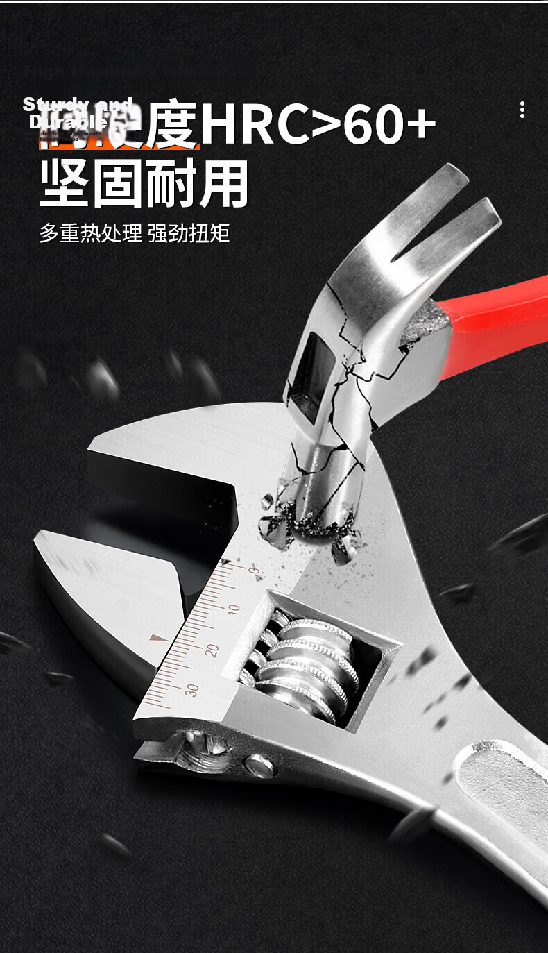 Chugong 6-Inch Adjustable Wrench Universal Open-End Multi-Functional Plumbing Repair Wrench Light Handle 3