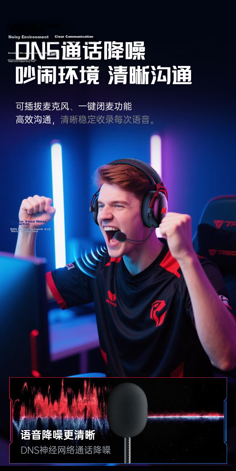 MICROKIA Delta Champion Recommended | Professional Gaming Headset Bluetooth Wireless 2.4G Four-Mode FPS Sound Positioning for PUBG CSGO Laptop 32