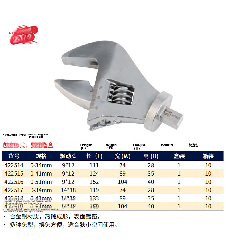 Great Wall Torque Wrench Open-End Single Head Wrench Tool 9x12 Drive Head 8mm 422521 5