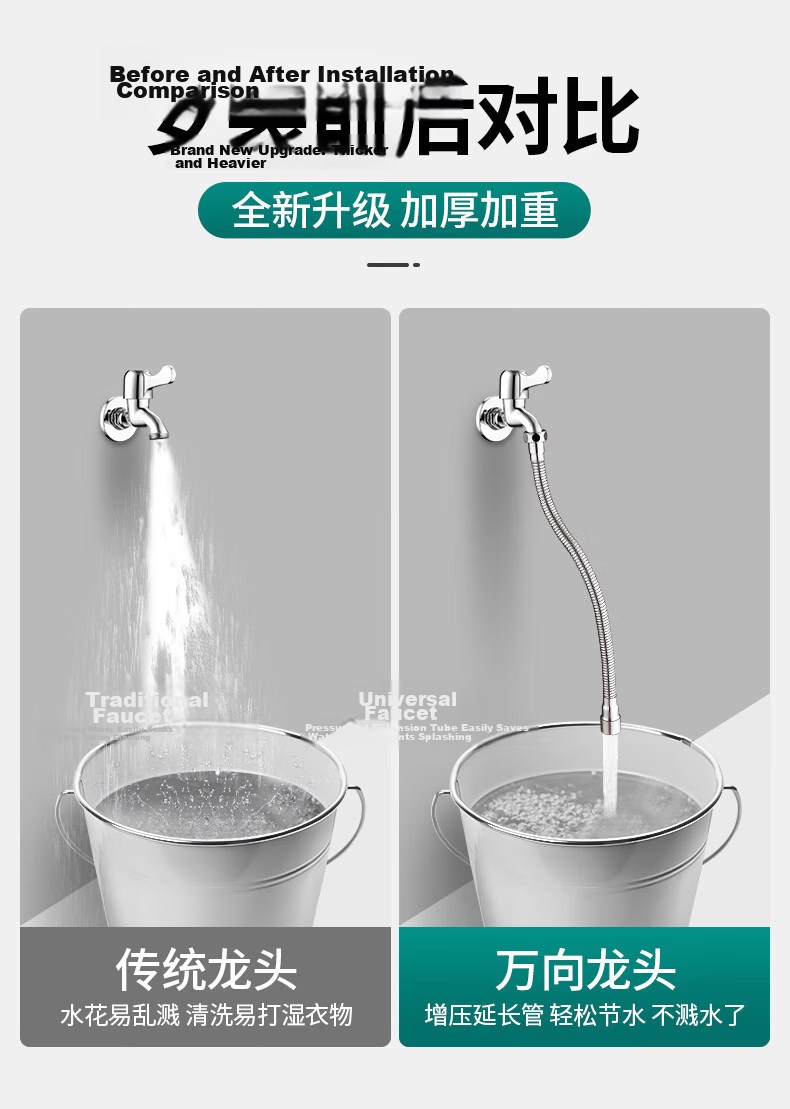 KEGOO Faucet Extender Universal Splash-Proof Connector Filter Aerator Swivel Extension Hose Universal Nozzle K5153 6