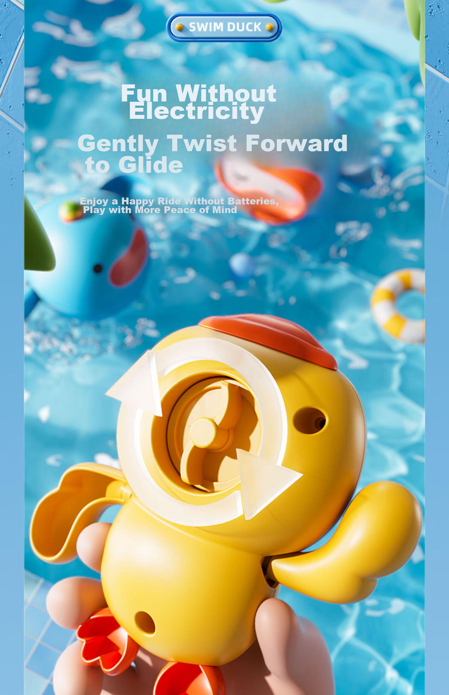 Congpai Bath Toy Baby Bath Toy 3 Years Old Water Play Yellow Duck Children's Swimming Wind-up Non-electric 6