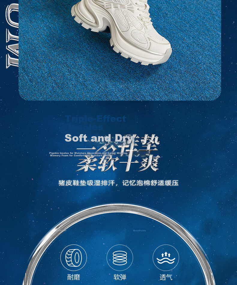 CAMEL Dad Shoes Silver Cool Fashion Height Increasing Thick Sole Casual Shoes L25S283005W Beige (Breathable Mesh) Size 39 14