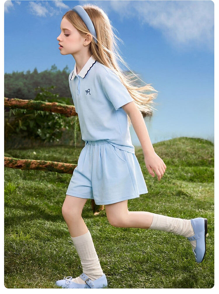 ASK JUNIOR Kids Summer Textured Sleeveless Vest Top and Girls Wide-Leg Shorts Two-Piece Set 19