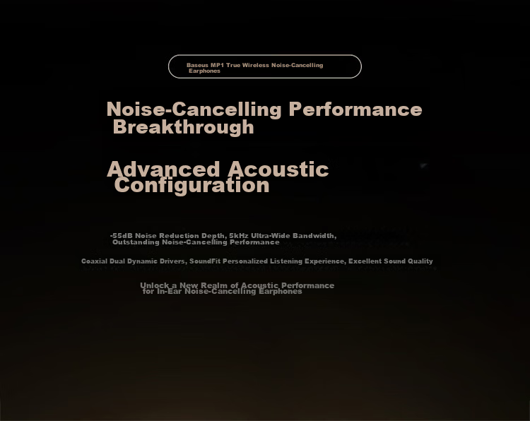 Baseus MP1 AI True Wireless Noise Cancelling In-Ear Earphones -55dB Adaptive Noise Reduction Compatible with Apple, Huawei, Oppo, Gift, Renewal Subsidy 5
