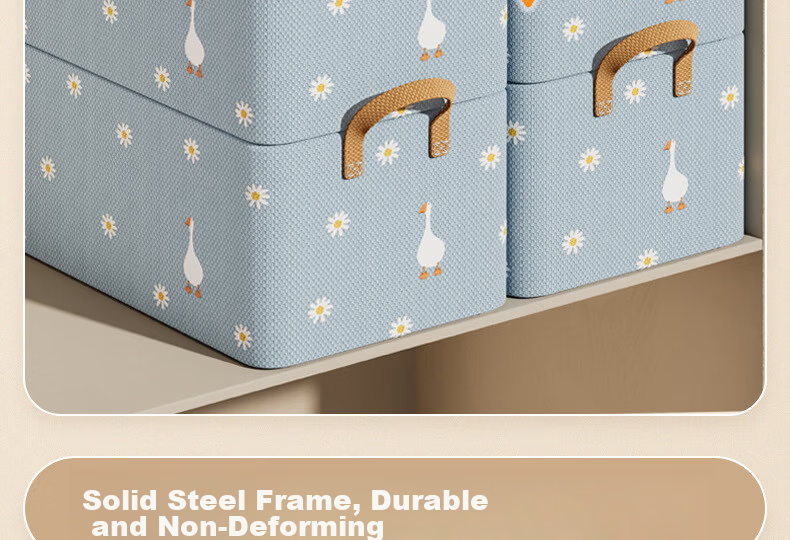 Dreaming Home Fabric Storage Box Household Storage Basket Wardrobe Storage Bin Clothes and Pants Organizer Beige Little Duck 8