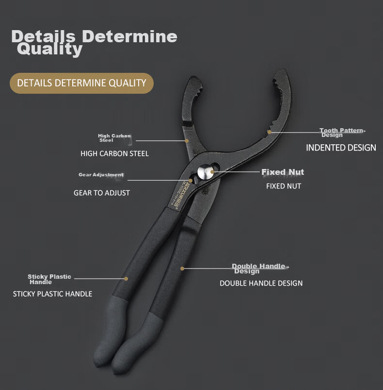 JERXUN Filter Wrench Oil Filter Removal Pliers Universal Oil Filter Wrench Tool 3