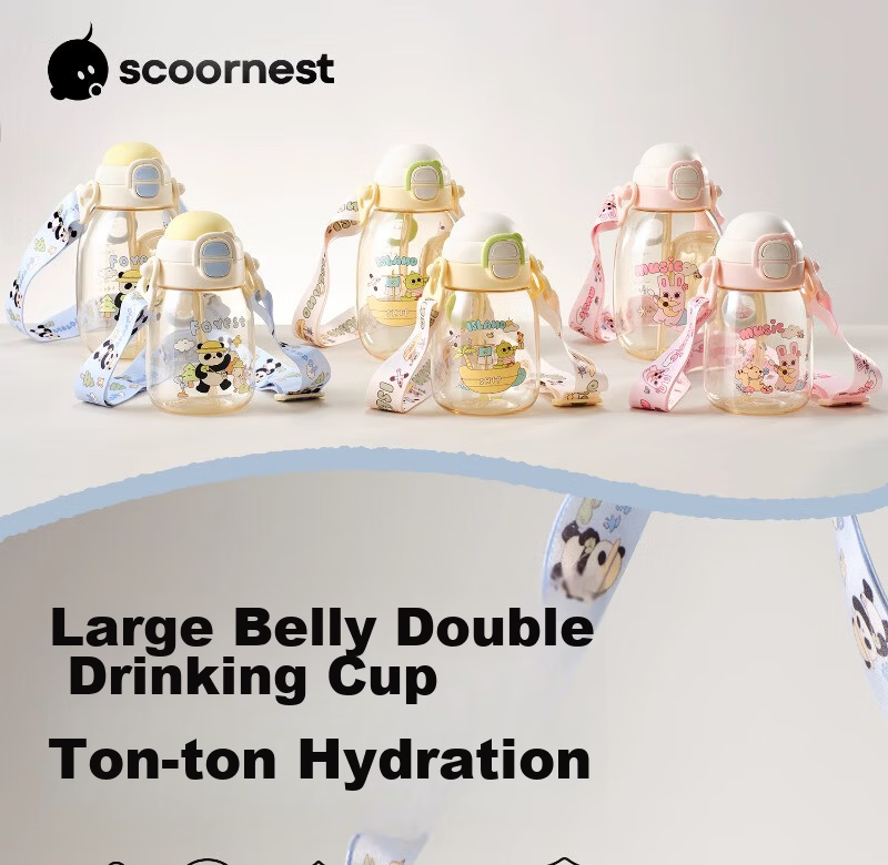 KeChao TonTon Bucket Children's Water Cup Direct Drinking Straw Baby Water Bottle Summer Kindergarten School 2-9 Years PPSU Unisex 1