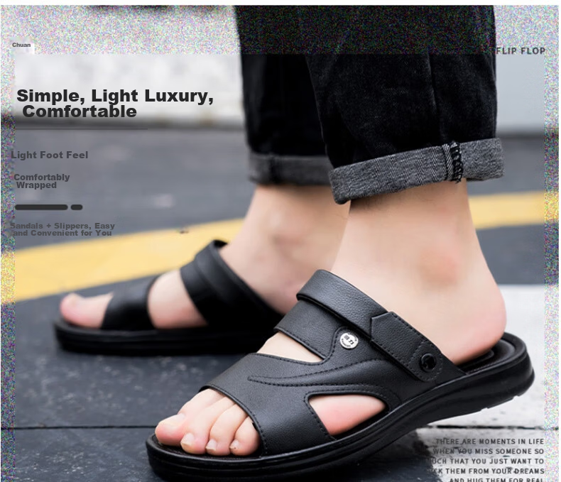 Warrior Men's Casual Outdoor Dual-Wear Sandals Comfortable Lightweight Beach Slippers HL3888 Black Size 44 1