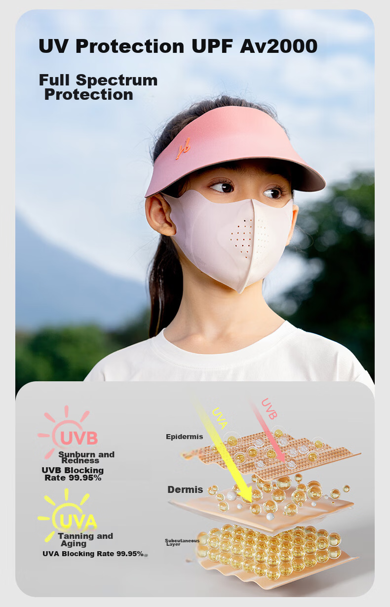 HeyBetter Kids Ice Cooling Sunscreen Mask UV Protection Lightweight 2-Pack Amber Gradient (Light Brown) M 4