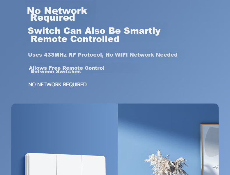 CHINT Wireless Switch Panel Remote Control Switch Smart Switch No Wiring One-Gang Two-Way Set White 6