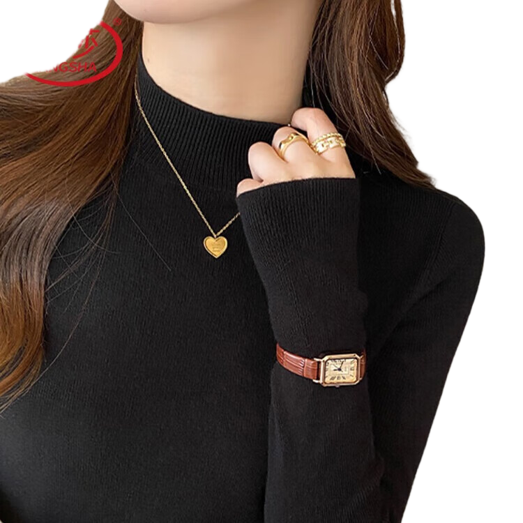 LangSha Women's Knitted Base Shirt 25 Autumn Winter New Half High Neck Thickened Little Fragrance Style Inner Wear Sweater Warm Base Top