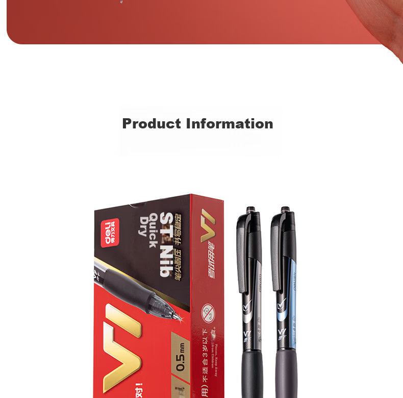 Deli Quick-Drying Gel Pen, 0.5mm, Pull-Off Cap, Full Needle Tube, Carbon Black Ink, Student Signature Pen, Exam Pen, 12 Pens/box V70 15