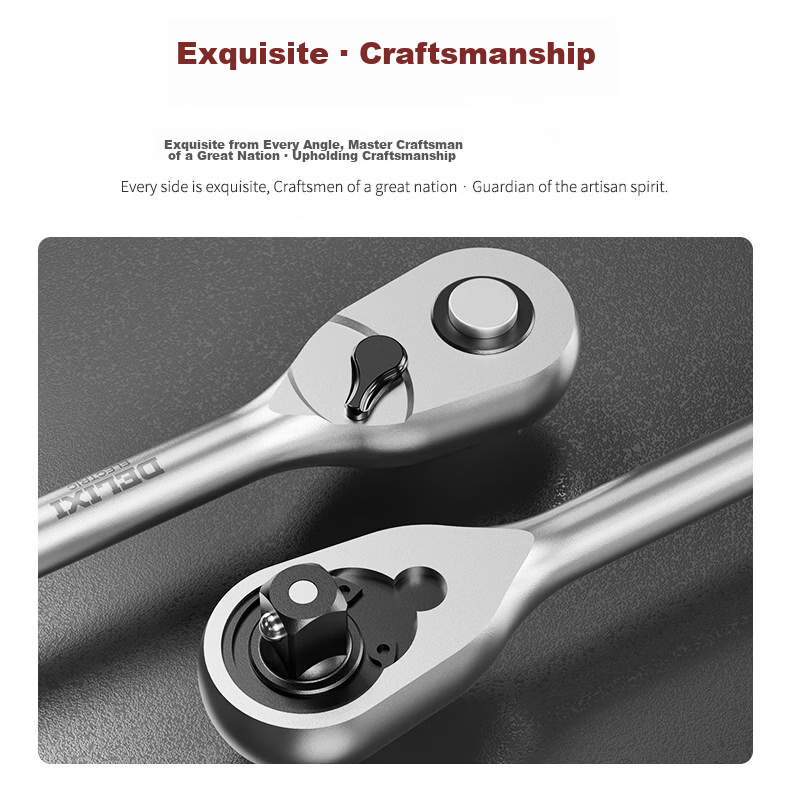 Delixi Quick Socket Ratchet Wrench Large Medium Small Dual-Direction Universal Auto Repair Tool Industrial Grade 72-Tooth Household 3