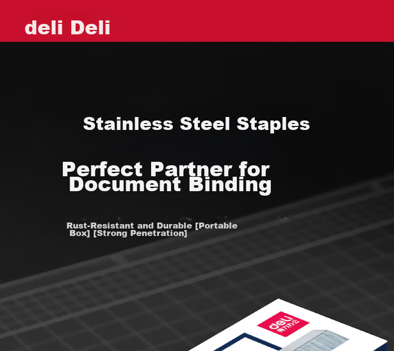 Deli 23/17 Stainless Steel Heavy-Duty Staples, Easy-Penetrating Staples, 1000 Pieces, Single Box, Suitable for Important Documents, Rust-Resistant And Moisture-Proof, 120-Sheet Capacity, 0217 1