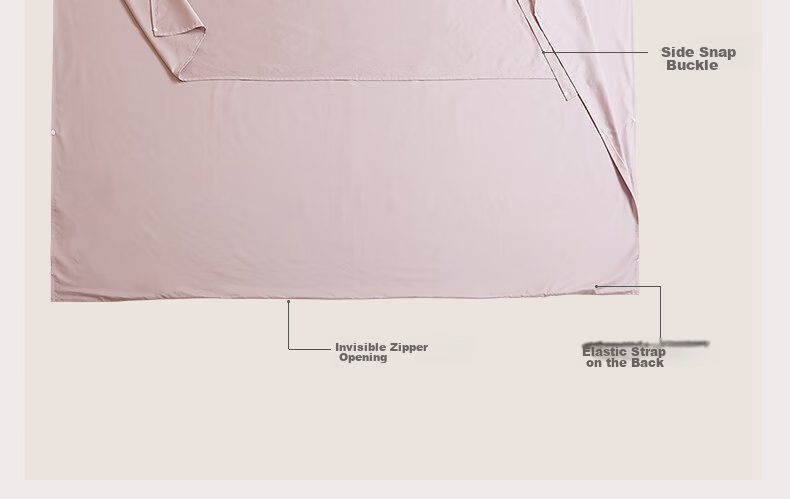 MIDO HOUSE Mingdu 60-Count Pure Cotton Hotel Sleeping Bag Liner, Portable Travel Bedding Cover, Peach Pink, 190*210 17