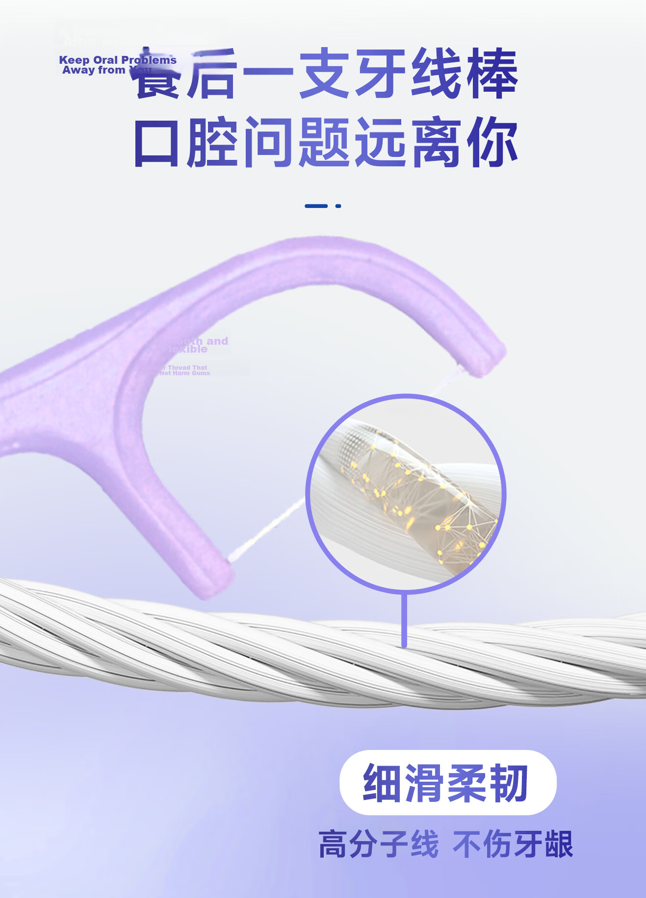 Haishi Hainuo Sterile Dental Floss Picks 50pcs Individually Packaged Round Floss Ultra-fine Portable Teeth Cleaning Picks 4