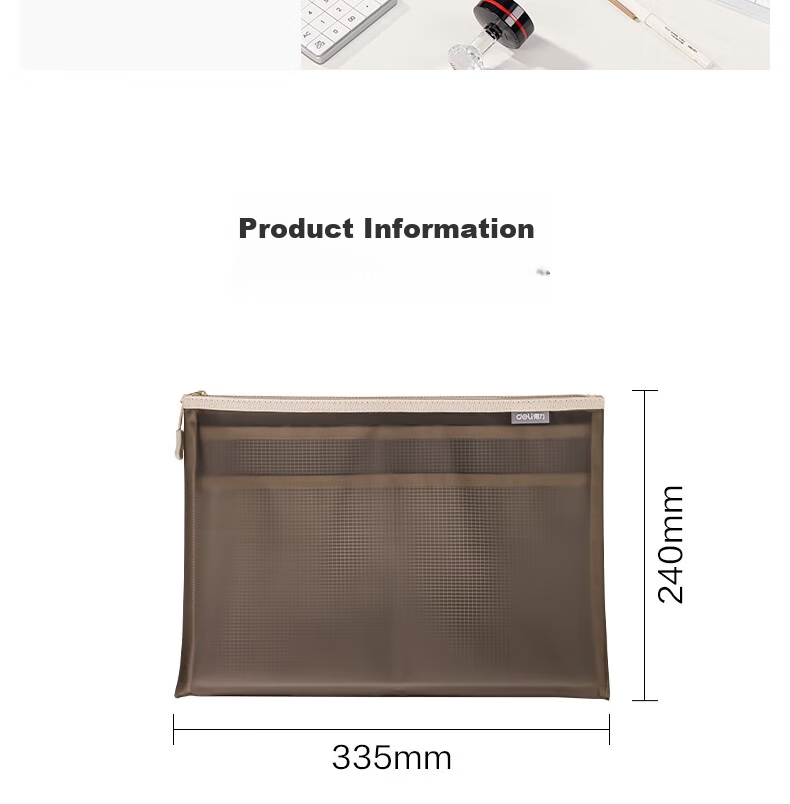 Deli TPU Zipper Bag Document Bag Primary School Subject Classification File Bag Zipper Bag Exam Paper Document Voucher Storage Black 64867 14