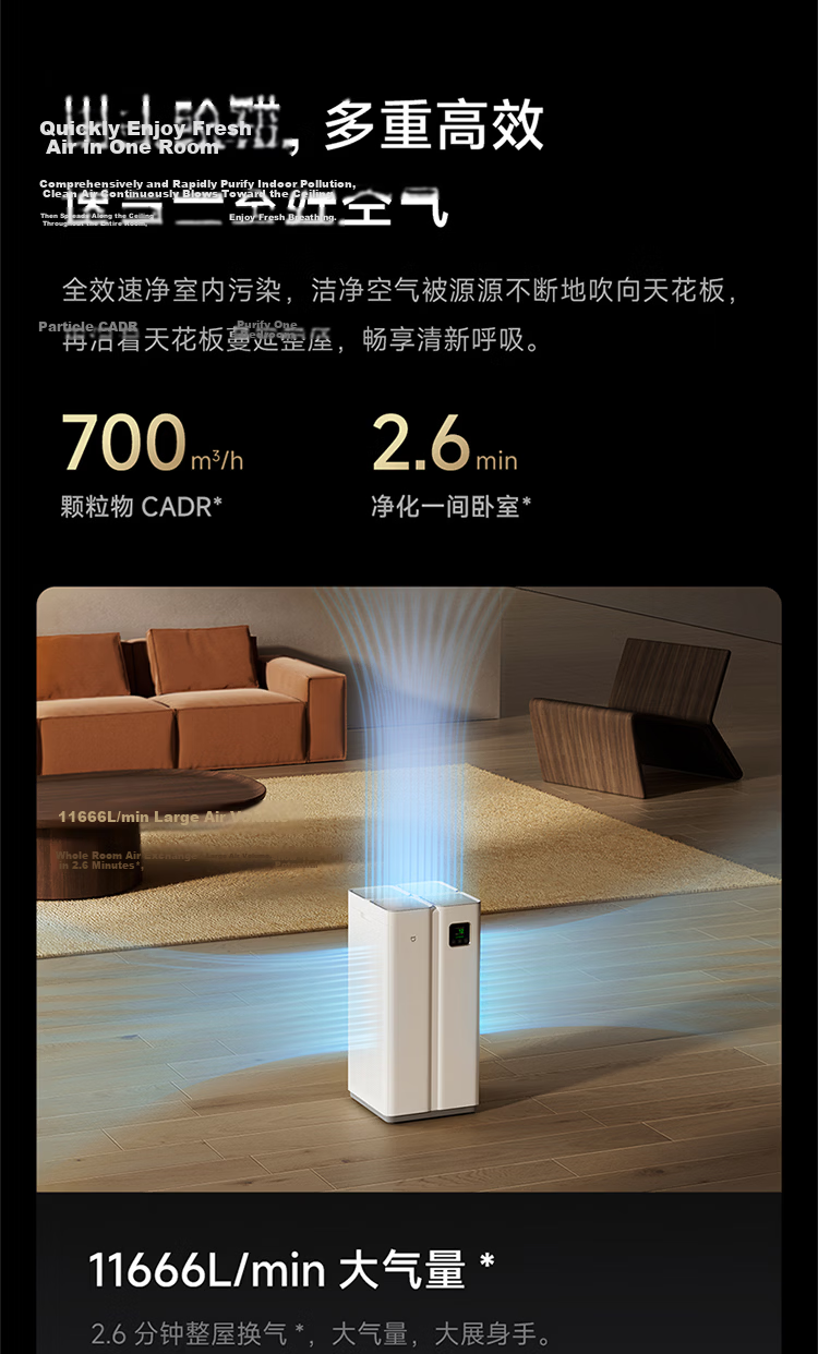 Mijia Xiaomi All-in-One Harmless Decomposition Formaldehyde Air Purifier with Allergy Removal, Sterilization, Smog and Odor Elimination, Smart Digital Display 14