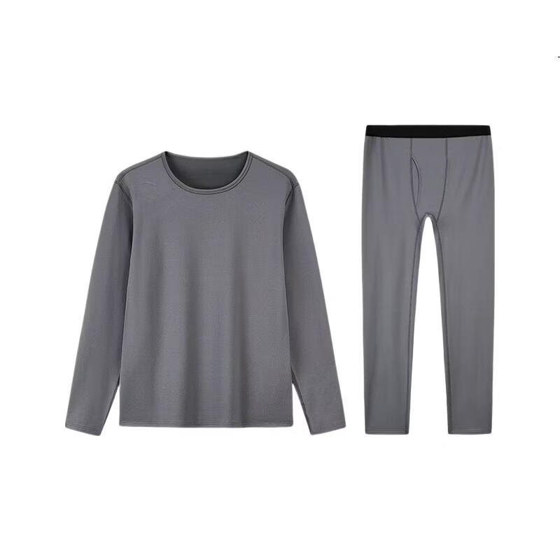 ANTA Warm Core Men's Anti-Static Fleece Lined Thermal Underwear Set Crew Neck Top and Bottom Base Layer