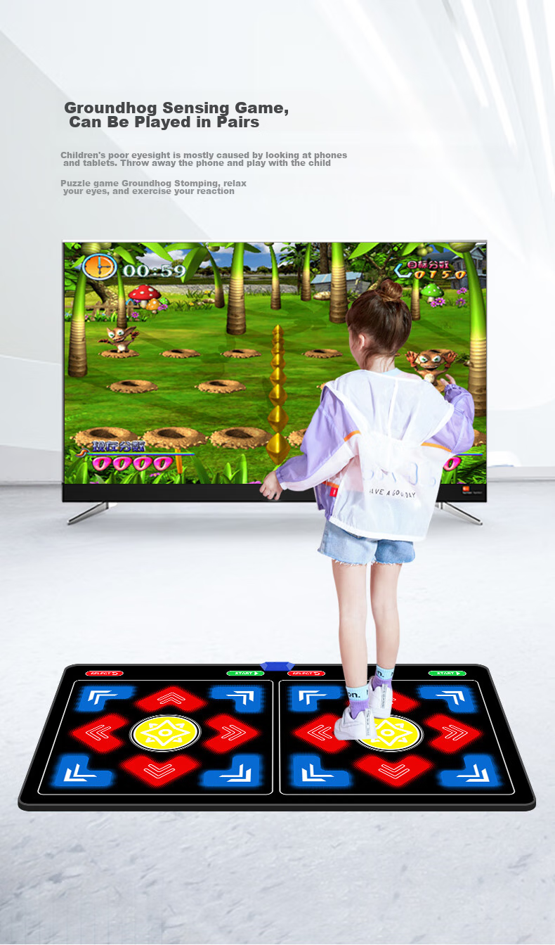 [Children's Birthday Gift] HongTai Double Wireless Dance Mat for Home Use with TV Motion Sensor Camera, Running Mat 22
