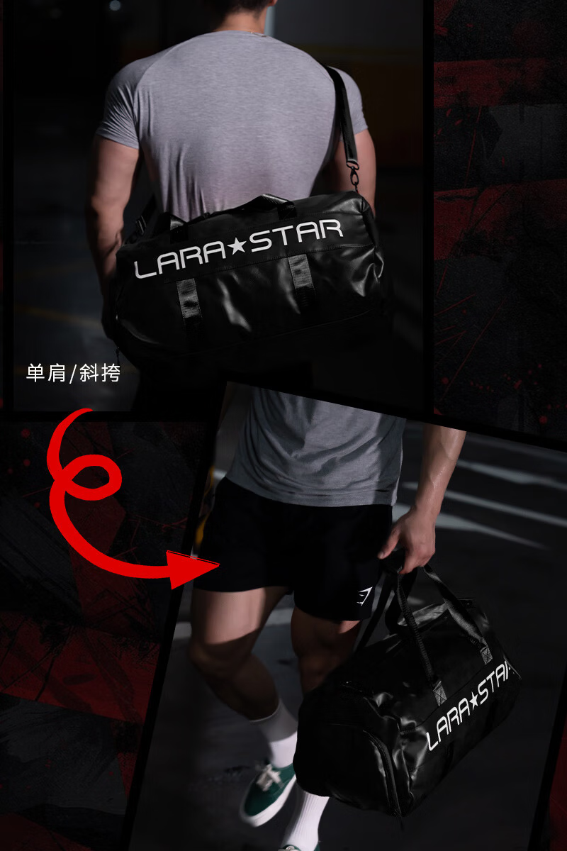 Laura Star Fitness Bag Sports Training Bag Men Large Capacity Travel Business Handheld Shoulder Crossbody Warrior Black 30L 8