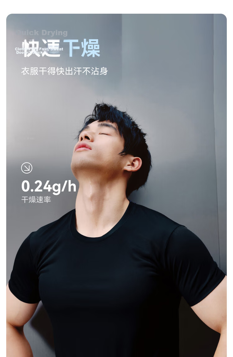 JD Original Summer Men's Fitness Outdoor Sports Short-Sleeve Quick-Dry Ice Silk Elastic T-Shirt Running Clothes, Gray-Green, 2XL 9
