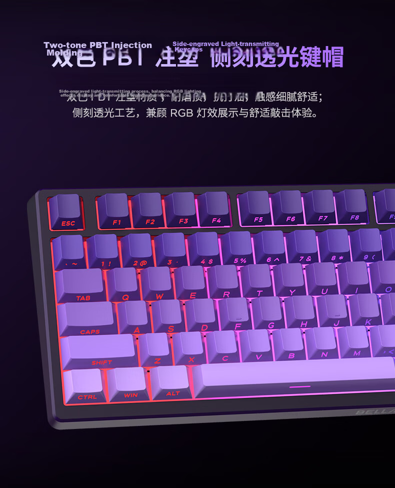 Lecoo Douzhan Customized Mechanical Keyboard Three-Mode Gaming Keyboard 99 Keys Hot-Swappable Full-Key E-sports Gaming Office Laptop iPad Universal GK101 Gradient Purple 4