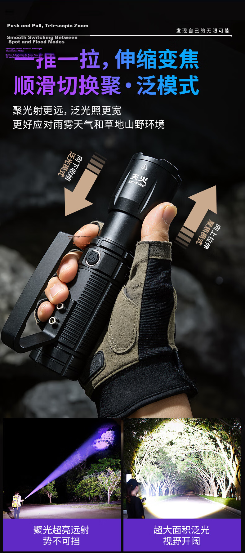 Tianhuo Scorpion Flashlight High Brightness Long Battery Life UV Light Waterproof Rechargeable for Night Fishing Outdoor Use 6