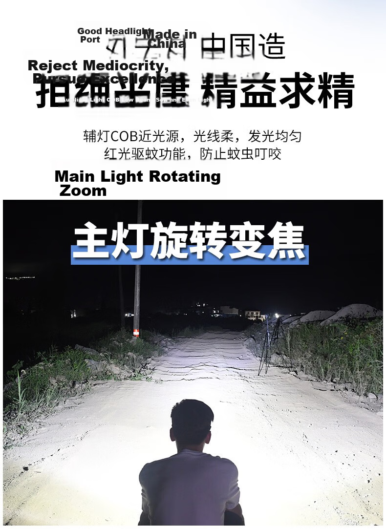 EWPLIRE WASP Headlamp Fishing Night Sensor Long Battery Life Head-Worn Cap Clip Light Beachcombing Strong Bright Rechargeable Outdoor 3