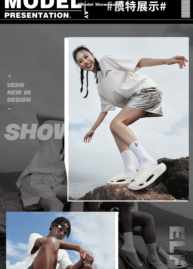 VEIDOORN Elf 2.0 Series Supercritical Foaming Sports Slippers Unisex Outdoor Sandals Black Size 42-43 14