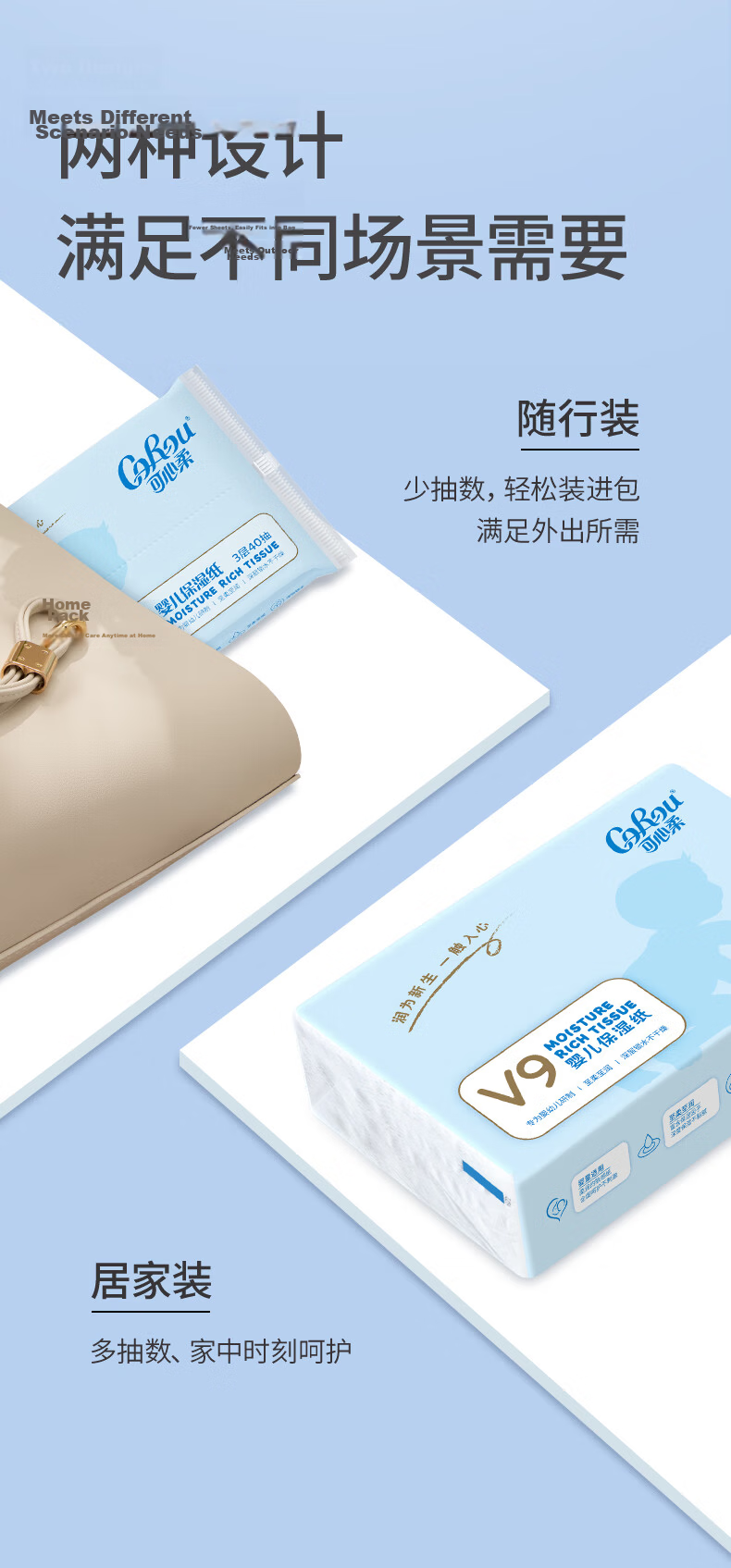 COROU Facial Tissue 3-Ply 100 Sheets * 24 Packs M Size Baby Soft Moisturizing Tissue Cloud Soft Cream Paper Full Box 6