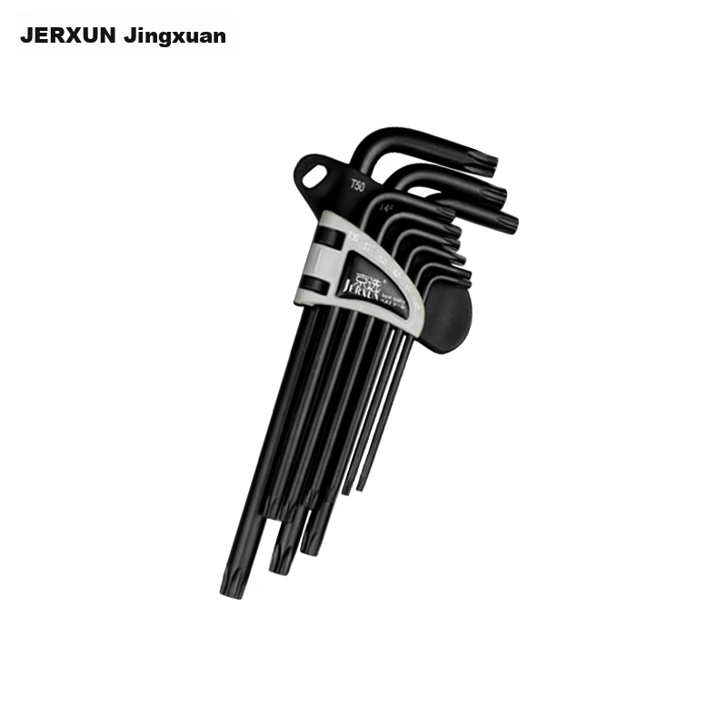 JERXUN Plum Blossom Hex Key Wrench Set 9-Piece Extended Hole Cross Hexagon L-Shaped Screwdriver Kit