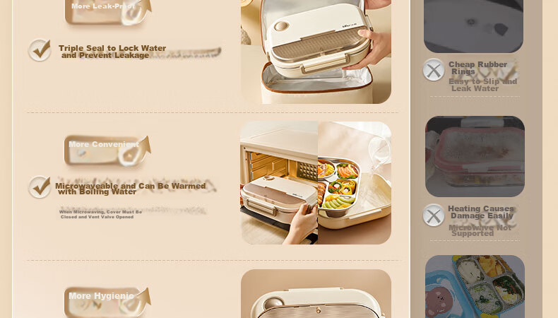 Bear 316 Stainless Steel Lunch Box Large Capacity Portable Bento Box Dishwasher Safe JW079 2