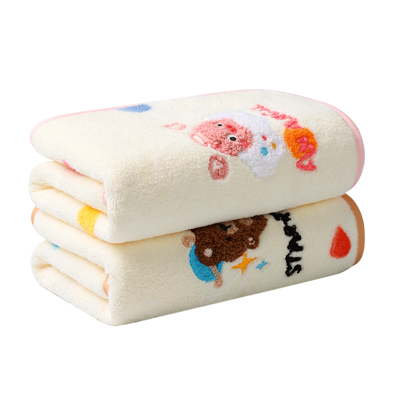 MINISO Cartoon Coral Fleece Face Towel, Highly Absorbent, Lint-Free, Adult Large Towel, Not Pure Cotton