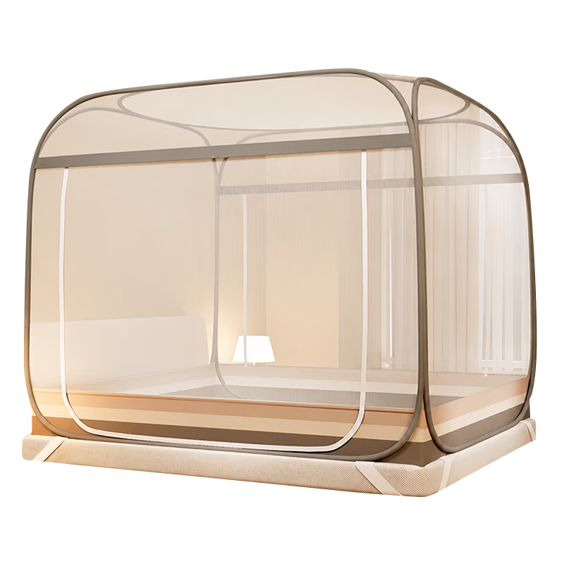MUJI Mosquito Net Home Use No Installation Steel Wire Mosquito Net Mongolian Tent Double Door 1.5x2m Foldable