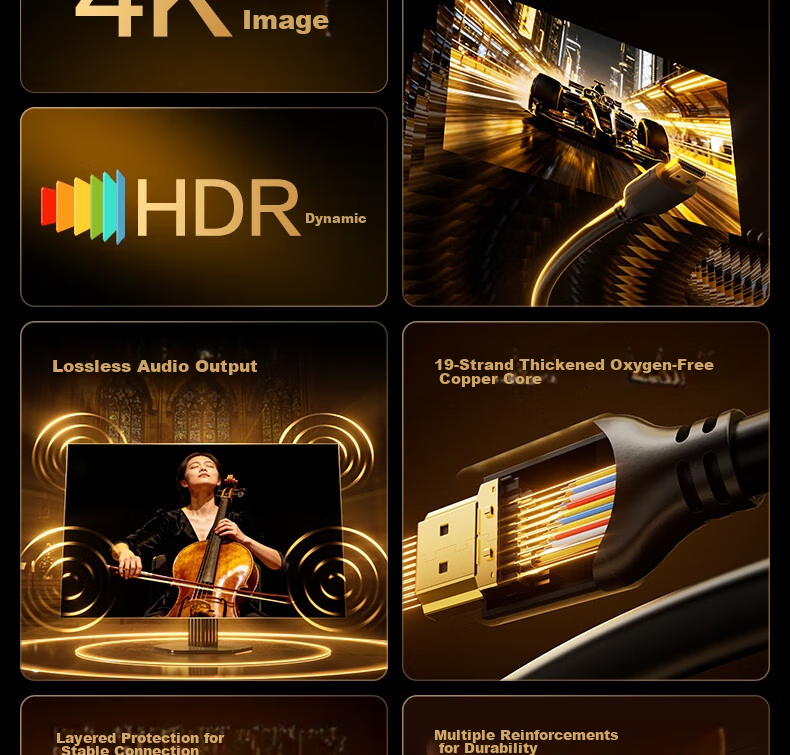 Deli HDMI 2.0 Cable 4K Digital High-Definition 0.5m Video Cable Engineering Grade Laptop Set-Top Box TV Projector Monitor Data AJ20H-01 4