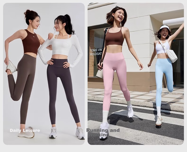 NEVER ME Women's Yoga Pants Sports Running Fitness Shark Skin Summer High-Waist Tight Pilates Training Wear 10