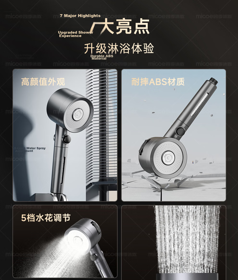 MICOE Shower Panel High-Pressure Bathroom Spray Head Water Purification Four-Mode Shower M-HS58Q 3
