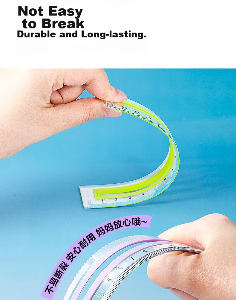 Deli 15cm Transparent Soft Ruler Set of 4: Straight Ruler + Triangle Rulers *2 + Protractor / Durable, Not Easily Broken, Flexible Measuring Tools for Students' College Entrance Exam And Blessing Gifts 5