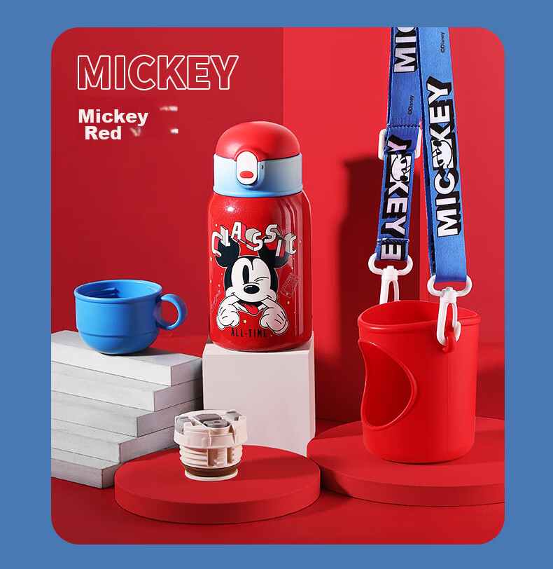 Disney Kids Insulated Double-Drink Straw 316L Large Capacity Water Bottle Portable Kindergarten Boys and Girls Elementary School Drinking Cup 21