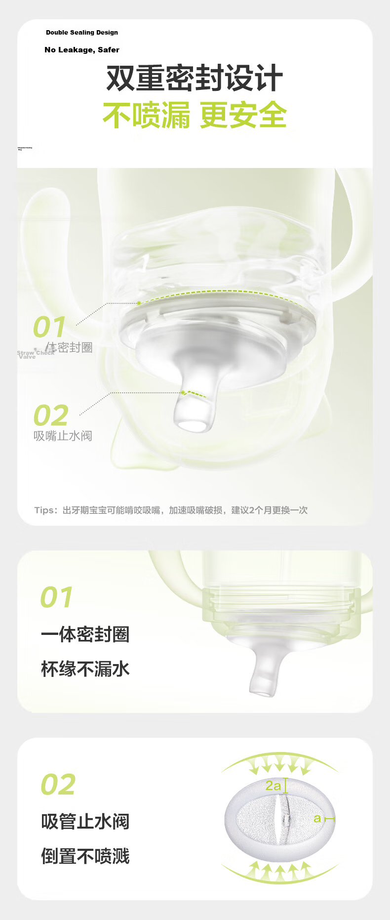 Babycare West Highland Training Cup Duckbill Straw Milk Bottle Baby 6 Months Children's Student Water Cup - Optoelectronic Green 9