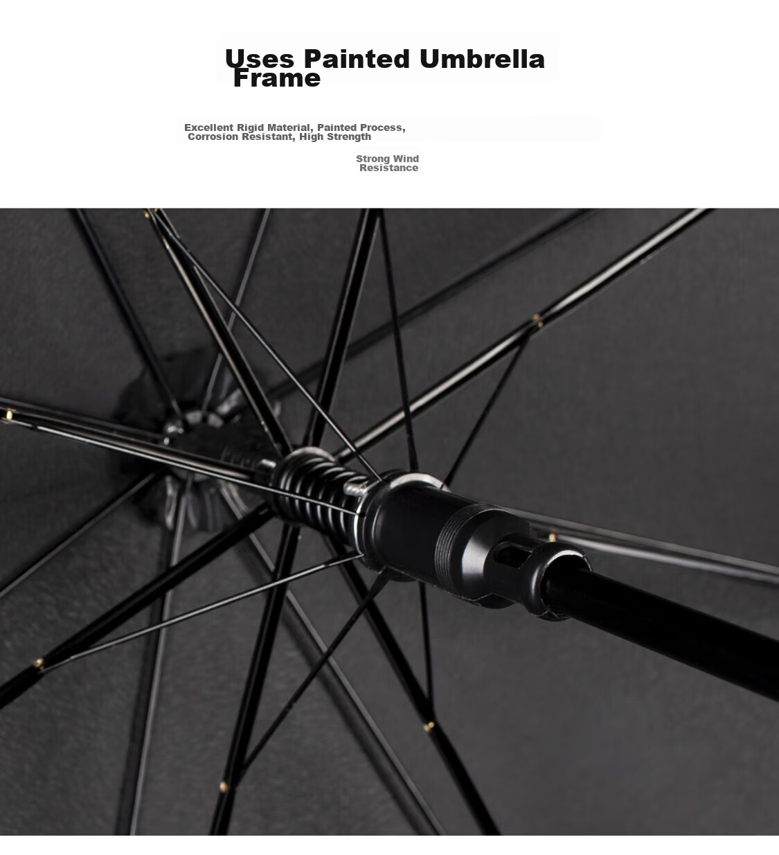 Meebordi Large Reinforced Thickened Sturdy Windproof Long Handle Heavy Rain Business Semi-Automatic Umbrella Customizable 12